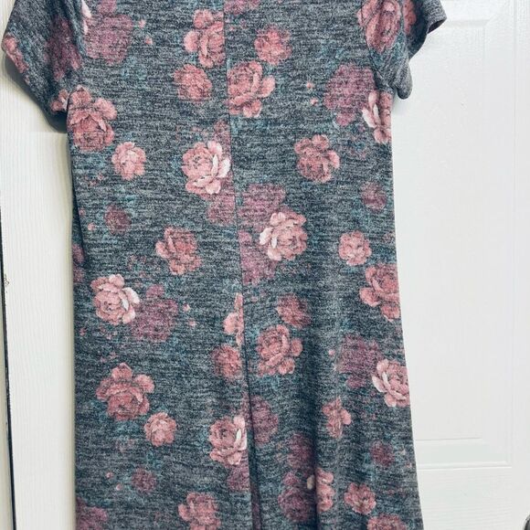 Torrid Super Soft Plush Floral Mini‎ Skater Dress Size 0 Large 12 Gray Pink - Picture 4 of 9